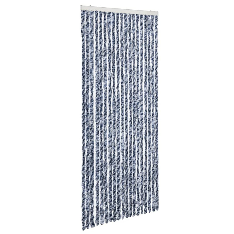 Afbeelding laden in galerijviewer, Vidaxl vliegengordijn 56x200 cm chenille blauw en wit
