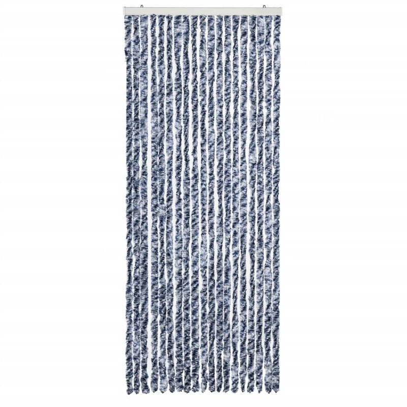 Afbeelding laden in galerijviewer, Vidaxl vliegengordijn 56x200 cm chenille blauw en wit
