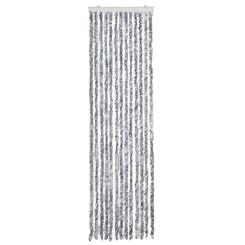 Afbeelding laden in galerijviewer, Vidaxl vliegengordijn 56x200 cm chenille wit en grijs
