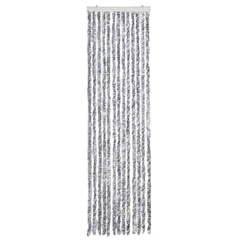 Afbeelding laden in galerijviewer, Vidaxl vliegengordijn 56x200 cm chenille wit en grijs
