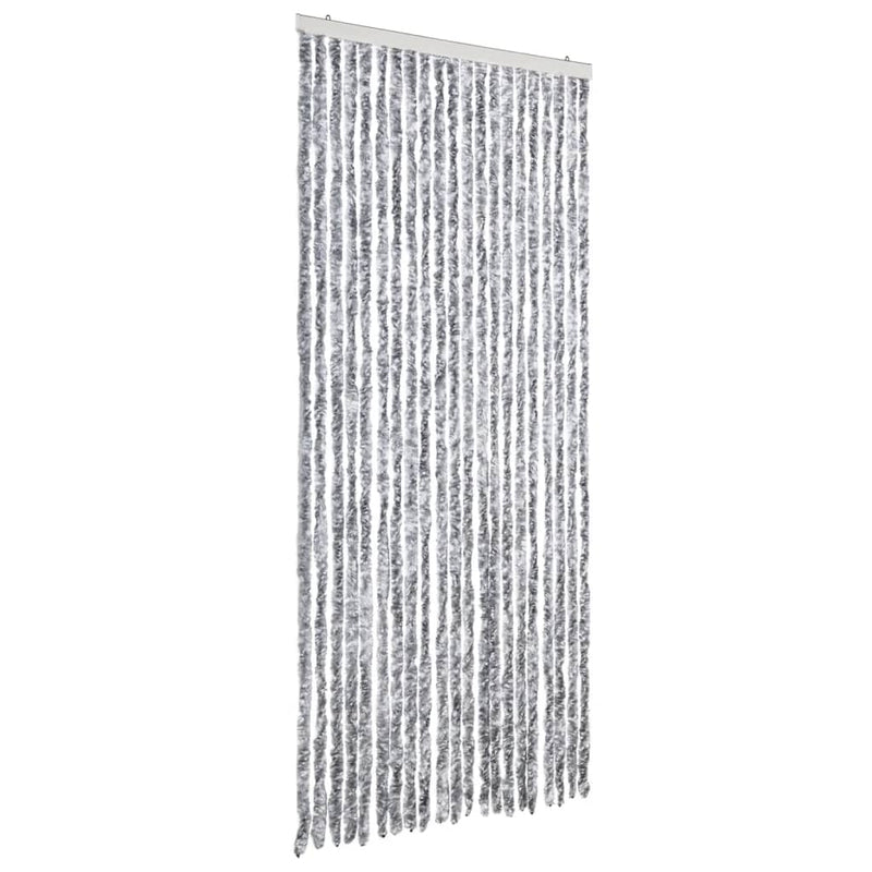 Afbeelding laden in galerijviewer, Vidaxl vliegengordijn 90x200 cm chenille wit en grijs

