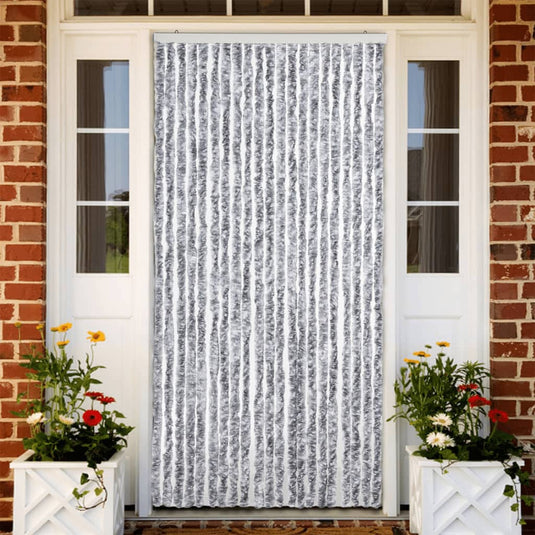 Vidaxl vliegengordijn 90x200 cm chenille wit en grijs