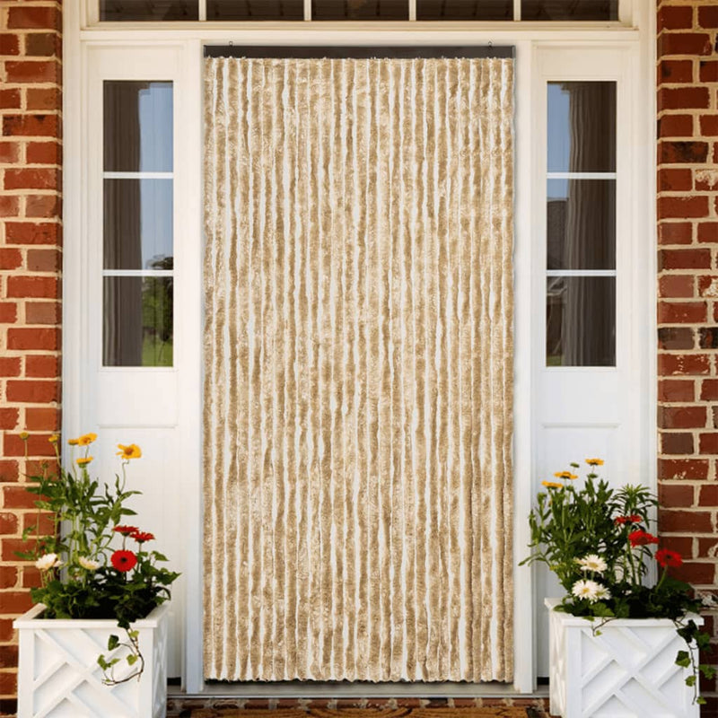 Afbeelding laden in galerijviewer, Vidaxl vliegengordijn 118x220 cm chenille beige
