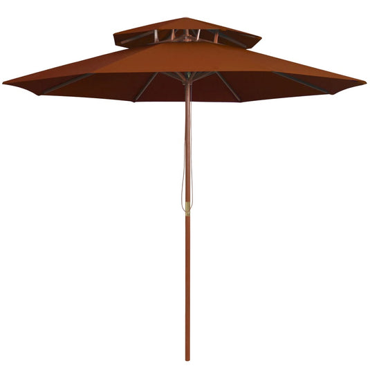 Vidaxl parasol dubbeldekker met houten paal 270 cm terracottakleurig