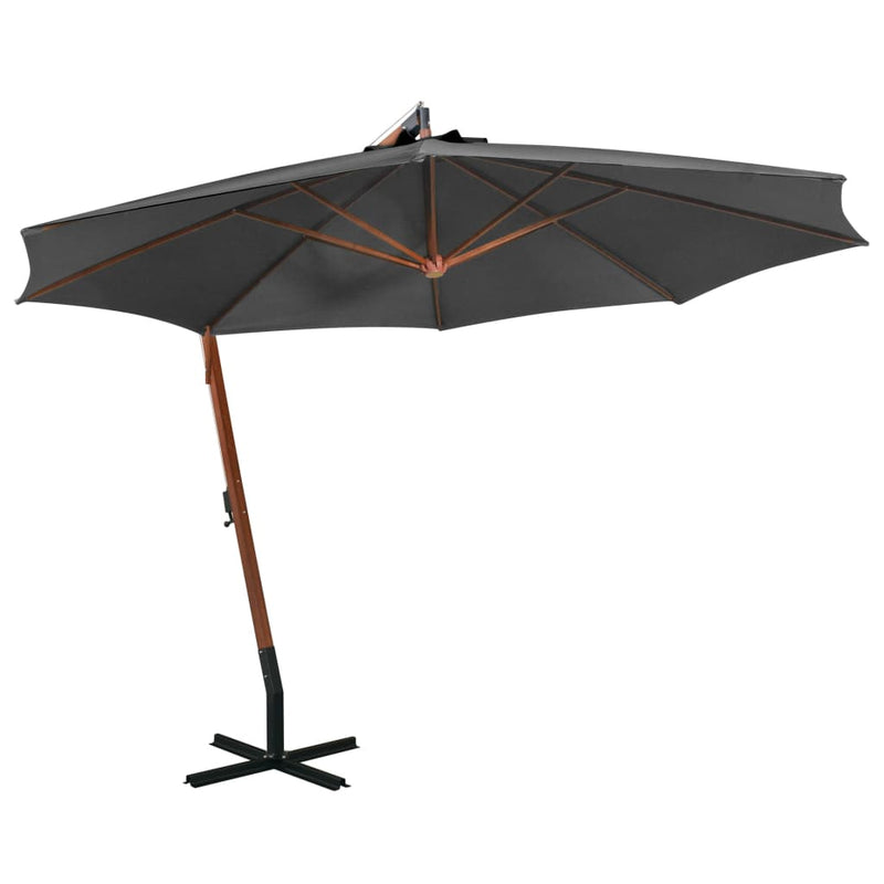 Afbeelding laden in galerijviewer, Vidaxl zweefparasol met paal 3,5x2,9 m massief vurenhout antraciet
