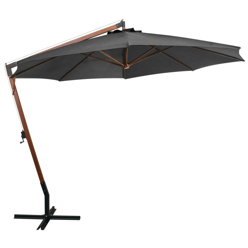 Afbeelding laden in galerijviewer, Vidaxl zweefparasol met paal 3,5x2,9 m massief vurenhout antraciet

