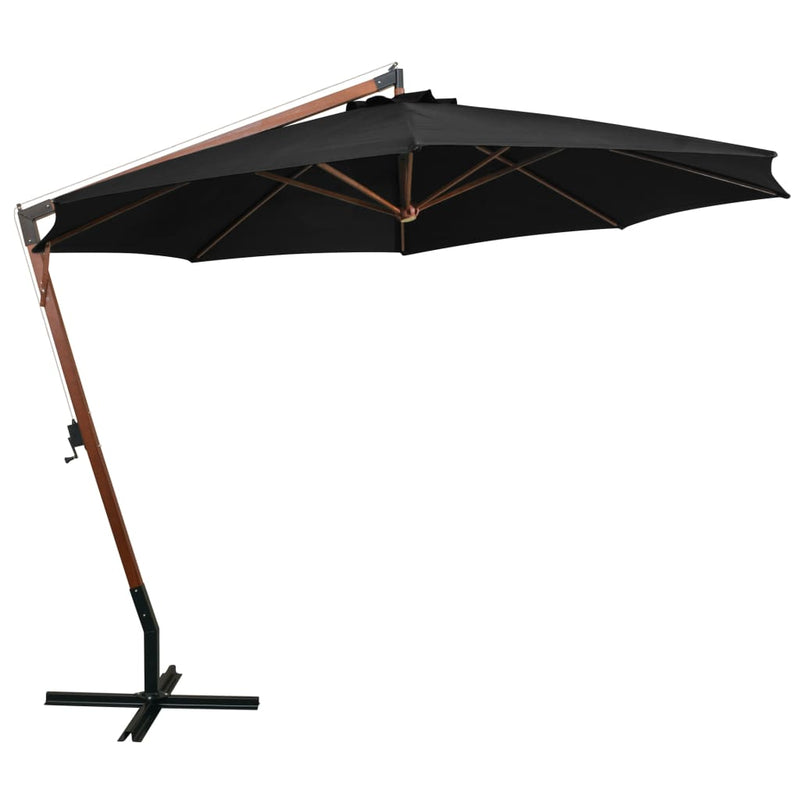 Afbeelding laden in galerijviewer, Vidaxl zweefparasol met paal 3,5x2,9 m massief vurenhout zwart
