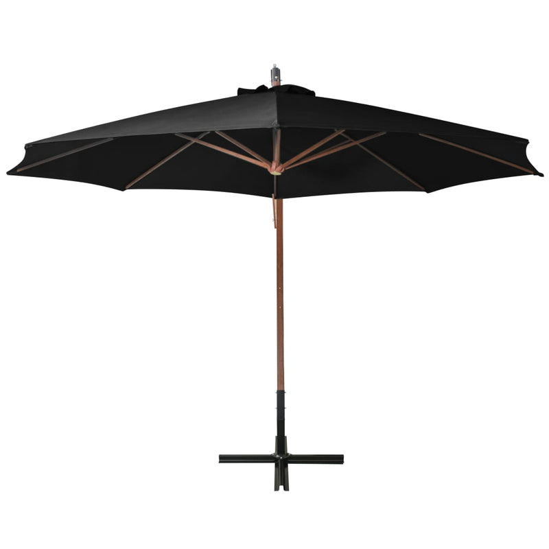 Afbeelding laden in galerijviewer, Vidaxl zweefparasol met paal 3,5x2,9 m massief vurenhout zwart
