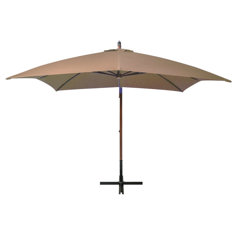 Afbeelding laden in galerijviewer, Vidaxl zweefparasol met paal 3x3 m massief vurenhout taupe
