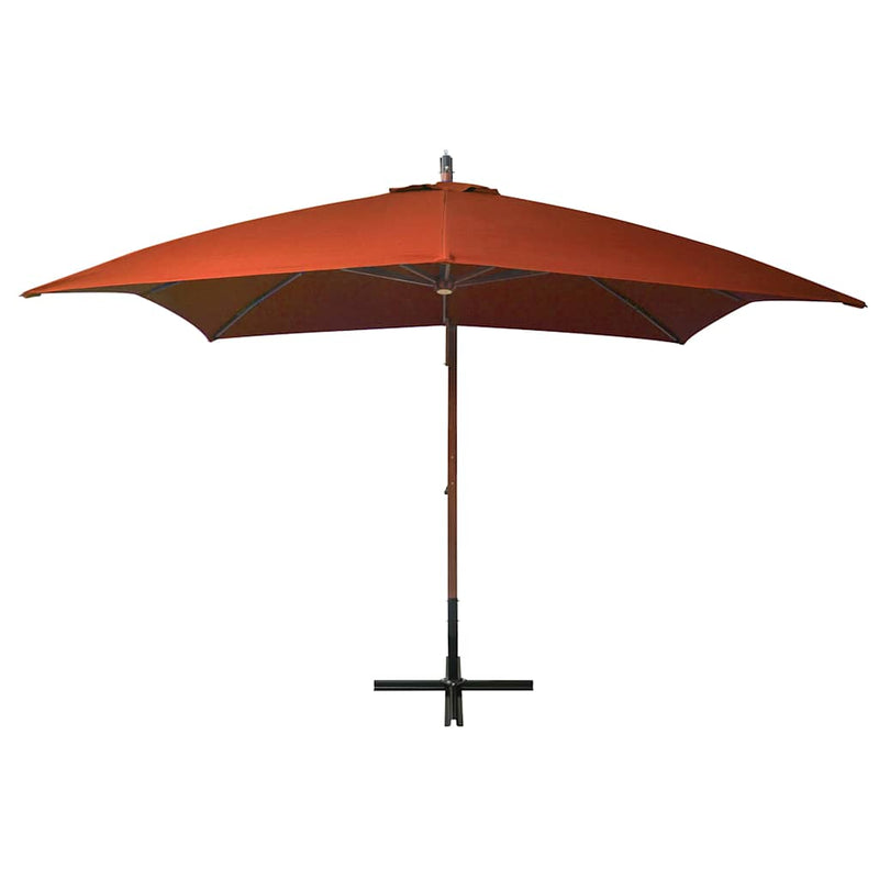 Afbeelding laden in galerijviewer, Vidaxl zweefparasol met paal 3x3 m massief vurenhout terracottakleurig
