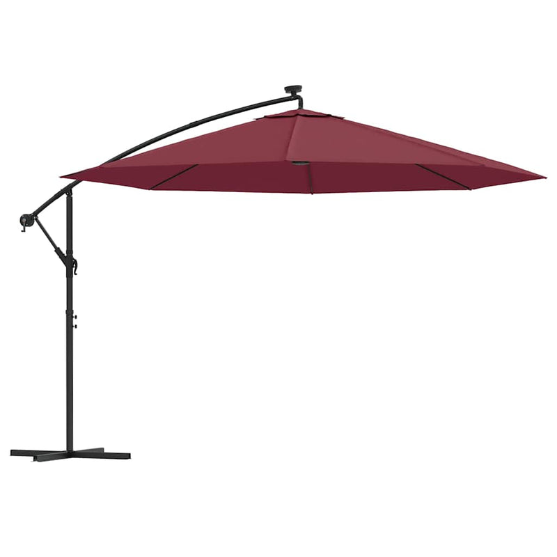 Afbeelding laden in galerijviewer, Vidaxl zweefparasol met led-verlichting 350 cm bordeauxrood
