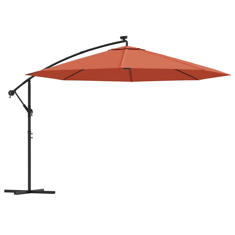 Afbeelding laden in galerijviewer, Vidaxl zweefparasol met led-verlichting 350 cm terracottakleurig
