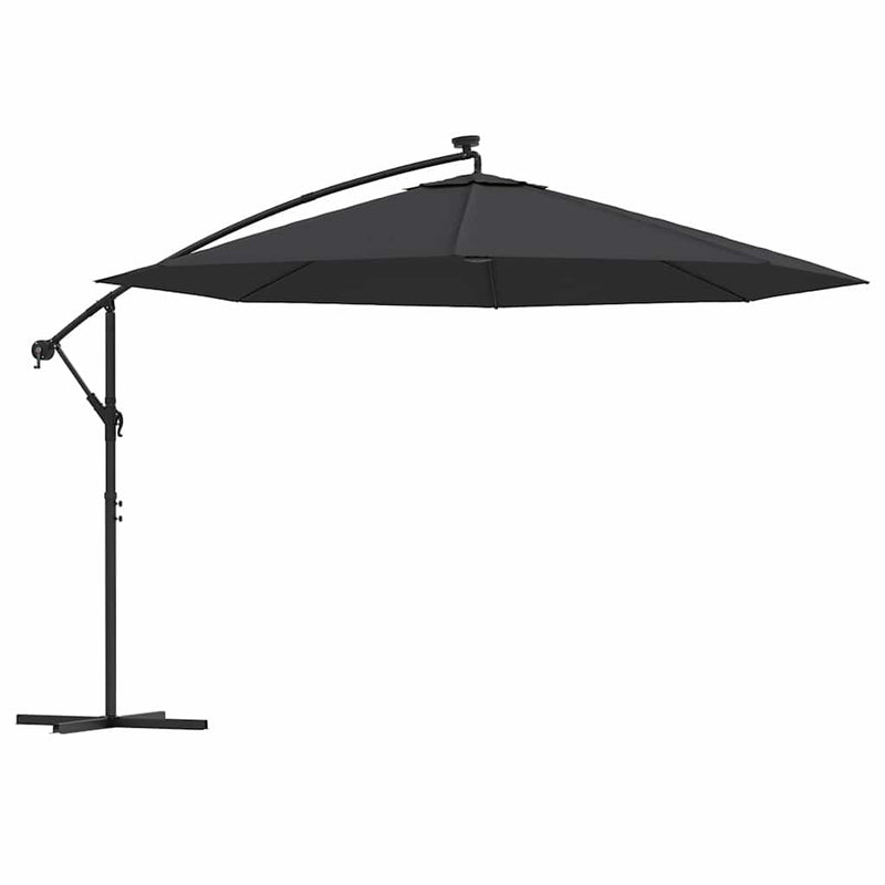Afbeelding laden in galerijviewer, Vidaxl zweefparasol met led-verlichting 350 cm zwart
