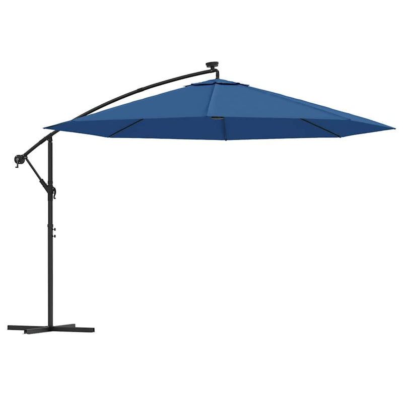 Afbeelding laden in galerijviewer, Vidaxl zweefparasol met led-verlichting 350 cm azuurblauw
