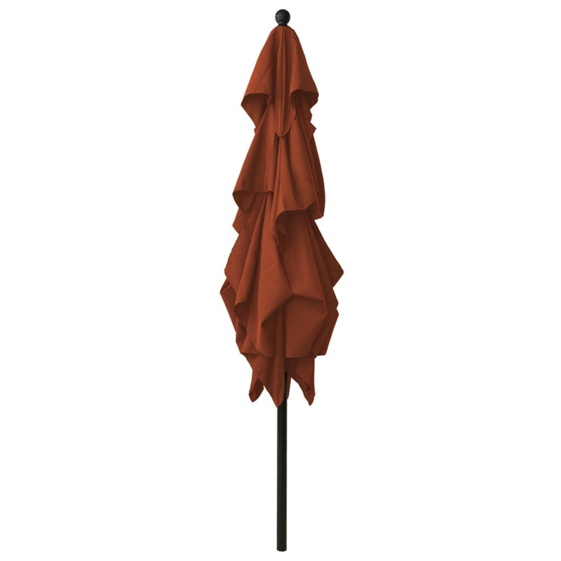 Afbeelding laden in galerijviewer, Vidaxl parasol 3-laags met aluminium paal 2,5x2,5 m terracottakleurig
