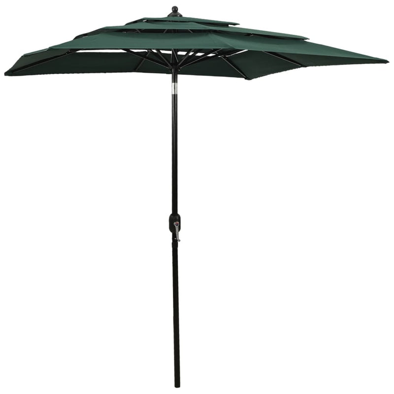 Afbeelding laden in galerijviewer, Vidaxl parasol 3-laags met aluminium paal 2x2 m groen

