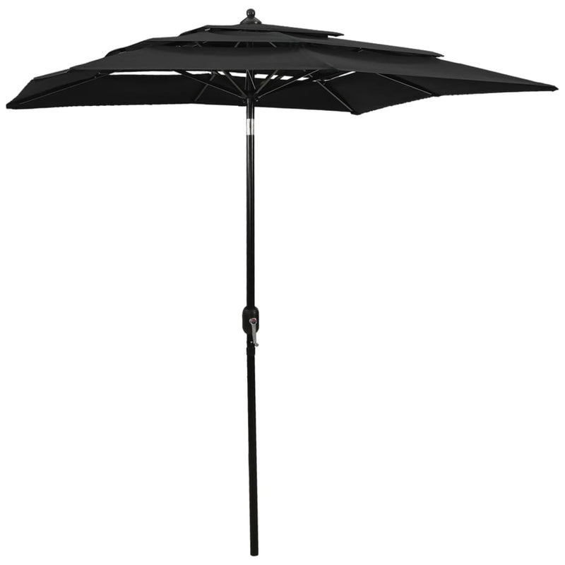 Afbeelding laden in galerijviewer, Vidaxl parasol 3-laags met aluminium paal 2x2 m zwart
