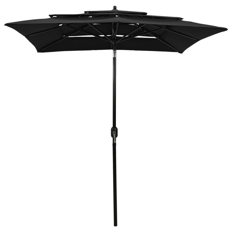 Afbeelding laden in galerijviewer, Vidaxl parasol 3-laags met aluminium paal 2x2 m zwart
