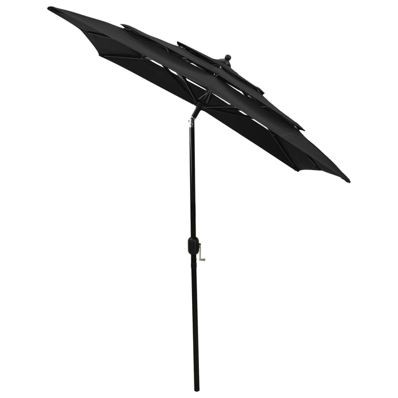 Afbeelding laden in galerijviewer, Vidaxl parasol 3-laags met aluminium paal 2x2 m zwart
