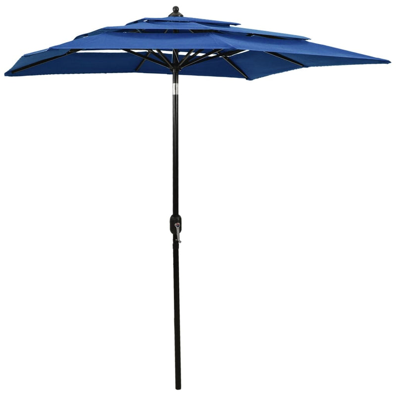 Afbeelding laden in galerijviewer, Vidaxl parasol 3-laags met aluminium paal 2x2 m azuurblauw
