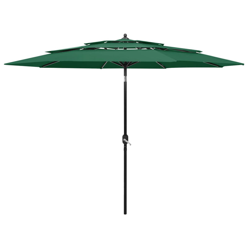Afbeelding laden in galerijviewer, Vidaxl parasol 3-laags met aluminium paal 3 m groen
