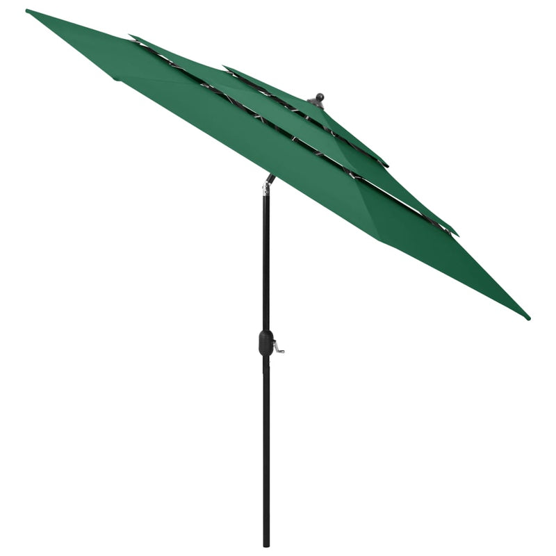 Afbeelding laden in galerijviewer, Vidaxl parasol 3-laags met aluminium paal 3 m groen
