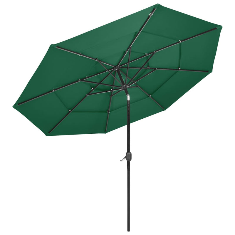 Afbeelding laden in galerijviewer, Vidaxl parasol 3-laags met aluminium paal 3 m groen
