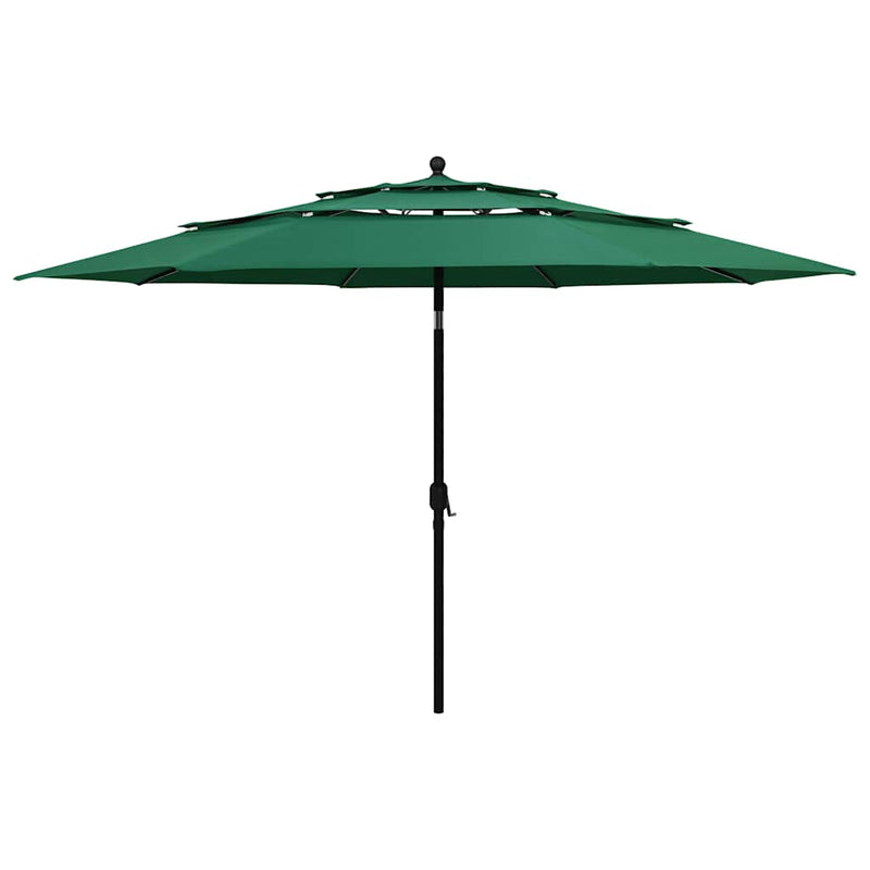 Afbeelding laden in galerijviewer, Vidaxl parasol 3-laags met aluminium paal 3,5 m groen
