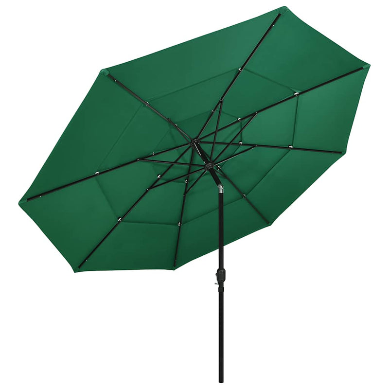 Afbeelding laden in galerijviewer, Vidaxl parasol 3-laags met aluminium paal 3,5 m groen
