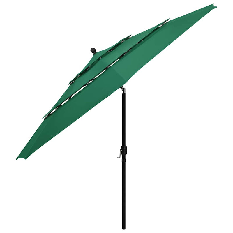 Afbeelding laden in galerijviewer, Vidaxl parasol 3-laags met aluminium paal 3,5 m groen
