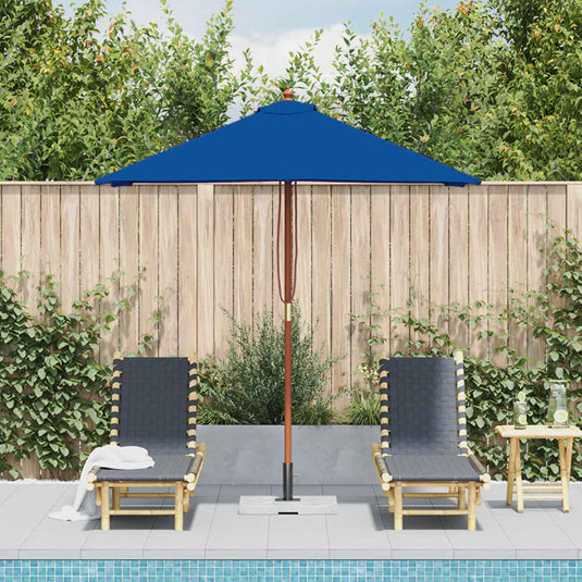 Vidaxl parasol met houten paal 150x200 cm blauw