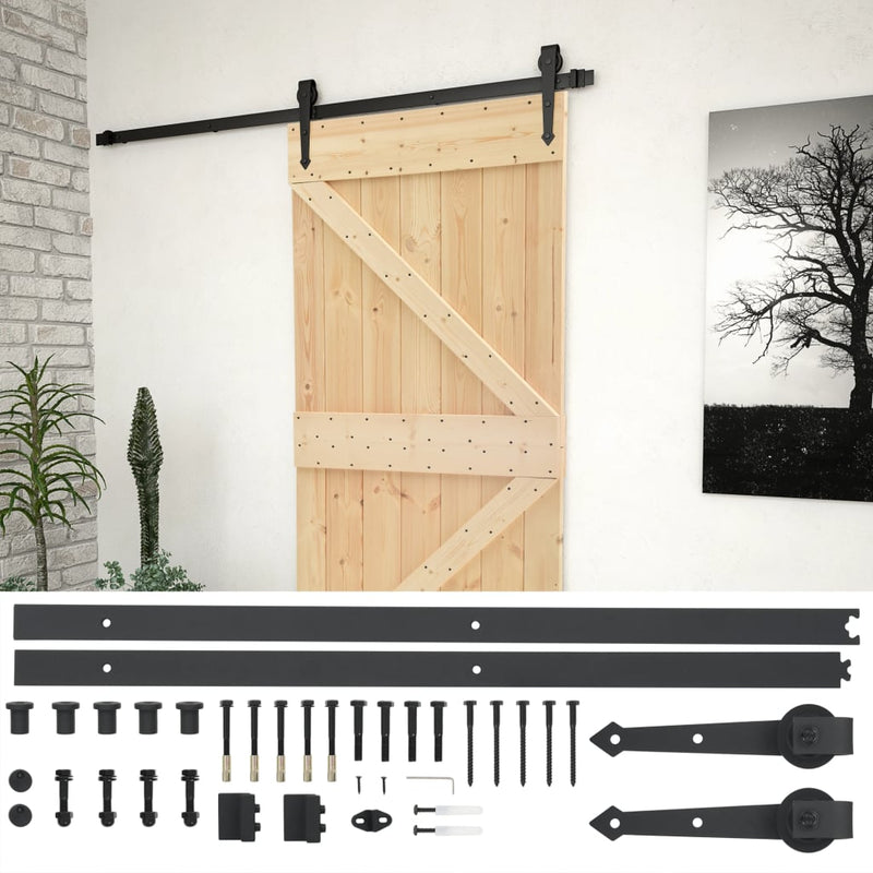 Afbeelding laden in galerijviewer, VidaXL Schuifdeur met beslag 90x210 cm massief grenenhout
