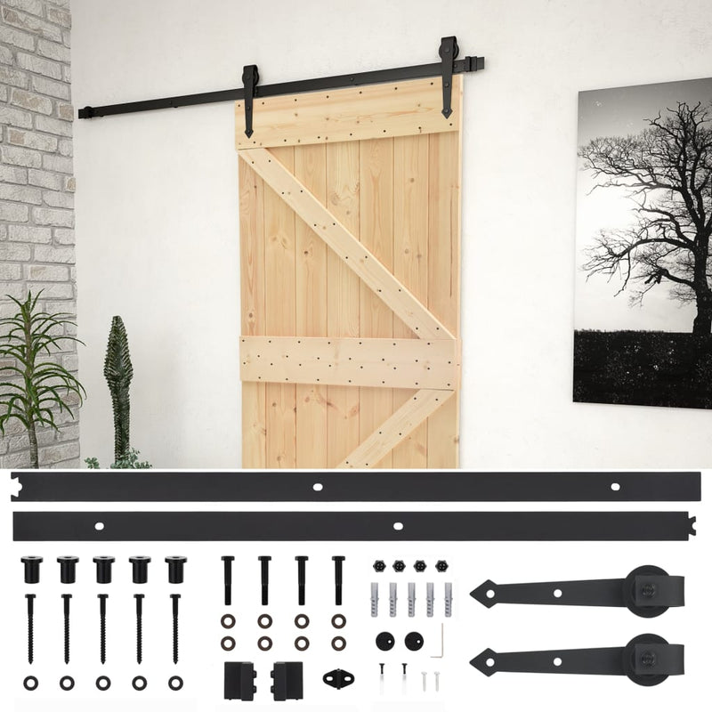 Afbeelding laden in galerijviewer, VidaXL Schuifdeur met beslag 100x210 cm massief grenenhout
