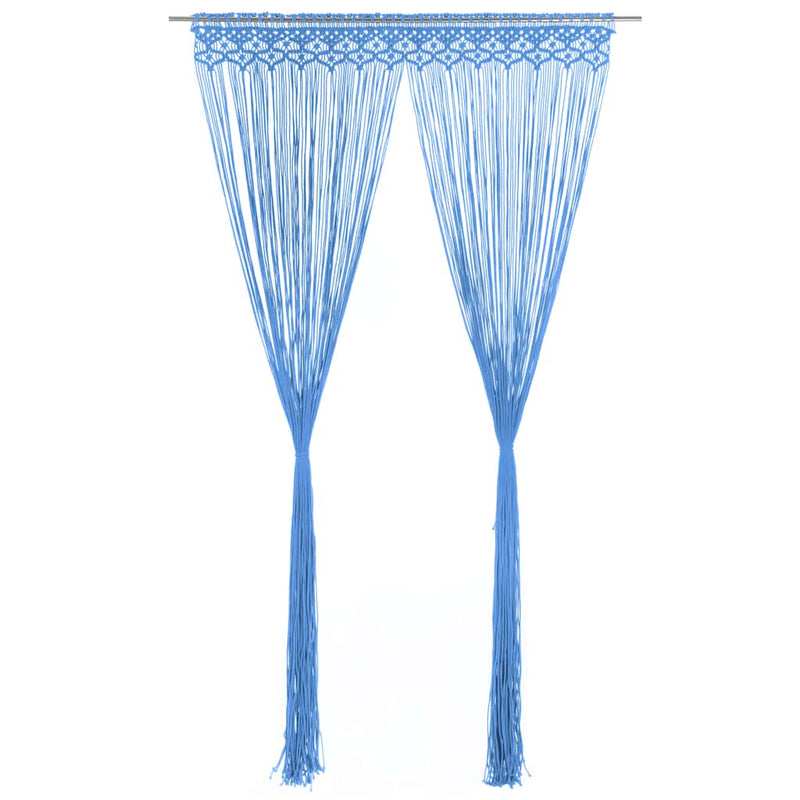 Afbeelding laden in galerijviewer, Vidaxl gordijn macramé 140x240 cm katoen blauw
