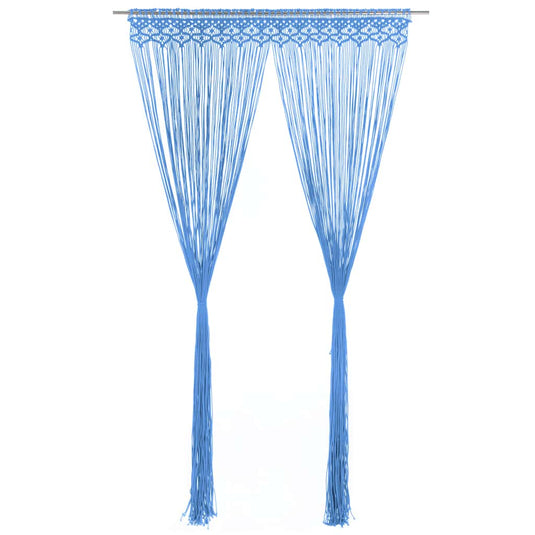 Vidaxl gordijn macramé 140x240 cm katoen blauw