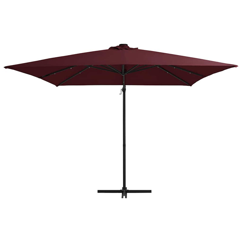 Afbeelding laden in galerijviewer, Vidaxl zweefparasol met led-verlichting 250x250 cm bordeauxrood
