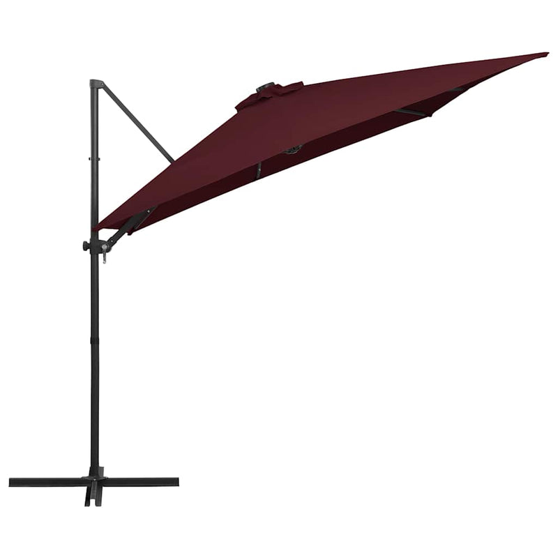 Afbeelding laden in galerijviewer, Vidaxl zweefparasol met led-verlichting 250x250 cm bordeauxrood
