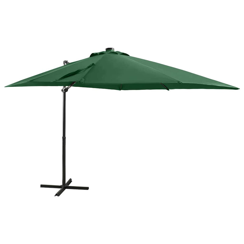 Afbeelding laden in galerijviewer, Vidaxl zweefparasol met paal en led-verlichting 250 cm groen
