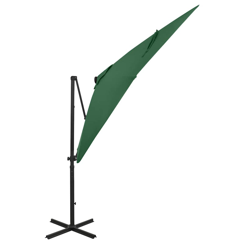 Afbeelding laden in galerijviewer, Vidaxl zweefparasol met paal en led-verlichting 250 cm groen
