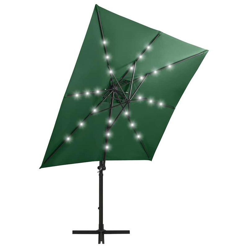 Afbeelding laden in galerijviewer, Vidaxl zweefparasol met paal en led-verlichting 250 cm groen
