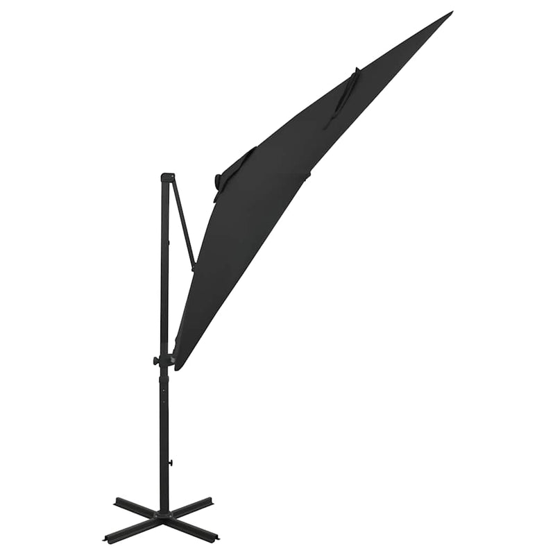Afbeelding laden in galerijviewer, Vidaxl zweefparasol met paal en led-verlichting 250 cm zwart
