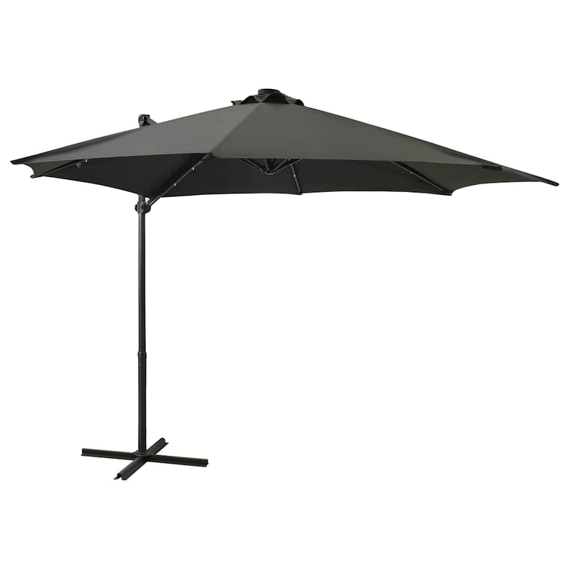 Afbeelding laden in galerijviewer, Vidaxl zweefparasol met paal en led-verlichting 300 cm antracietkleur
