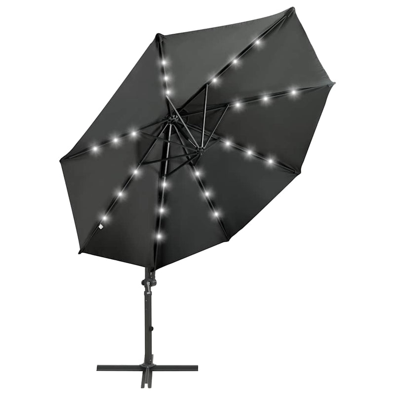 Afbeelding laden in galerijviewer, Vidaxl zweefparasol met paal en led-verlichting 300 cm antracietkleur
