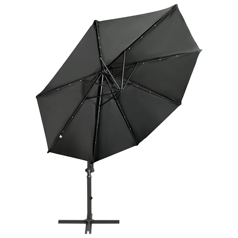 Afbeelding laden in galerijviewer, Vidaxl zweefparasol met paal en led-verlichting 300 cm antracietkleur
