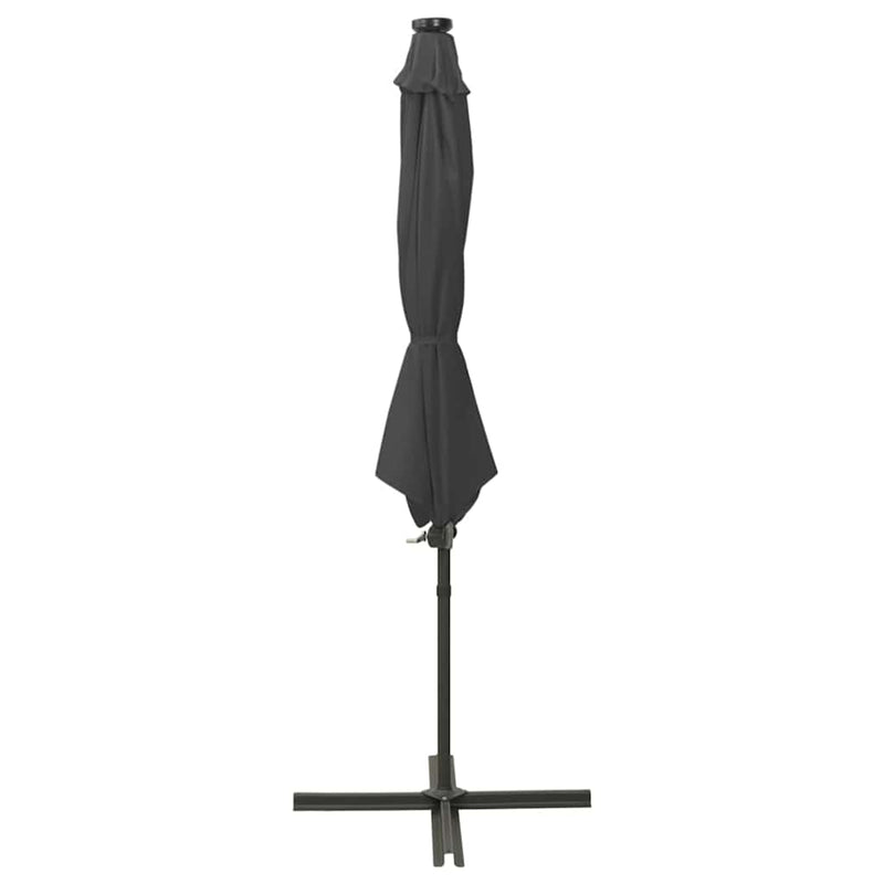 Afbeelding laden in galerijviewer, Vidaxl zweefparasol met paal en led-verlichting 300 cm antracietkleur
