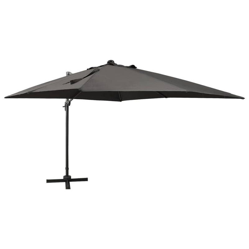 Afbeelding laden in galerijviewer, Vidaxl zweefparasol met paal en led-verlichting 300 cm antracietkleur

