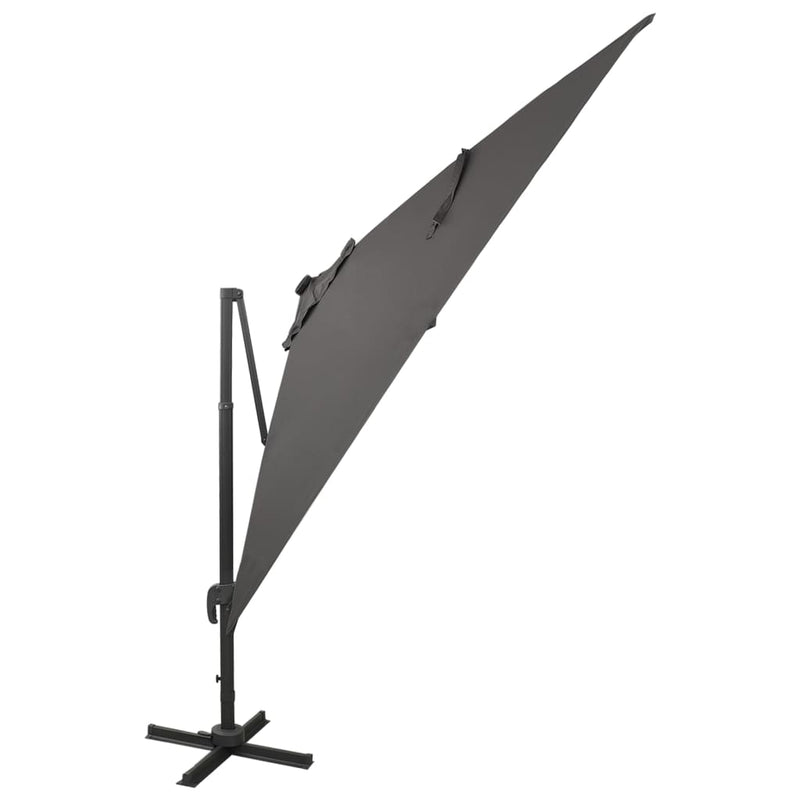 Afbeelding laden in galerijviewer, Vidaxl zweefparasol met paal en led-verlichting 300 cm antracietkleur
