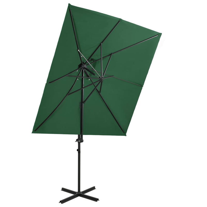 Afbeelding laden in galerijviewer, Vidaxl zweefparasol met dubbel dak 250x250 cm groen
