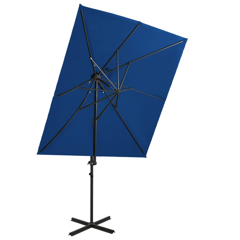 Afbeelding laden in galerijviewer, Vidaxl zweefparasol met dubbel dak 250x250 cm azuurblauw
