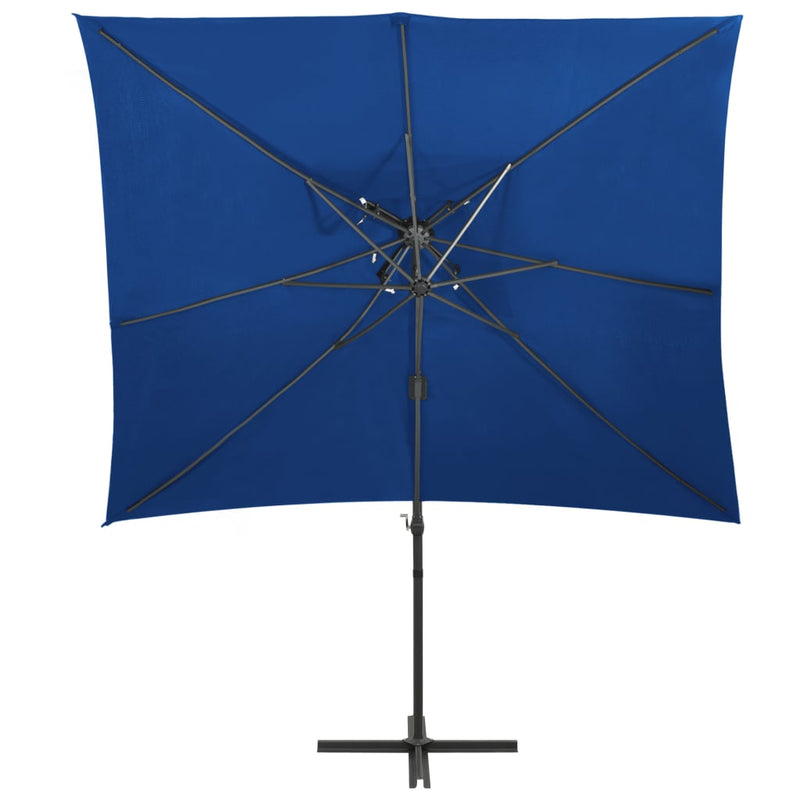 Afbeelding laden in galerijviewer, Vidaxl zweefparasol met dubbel dak 250x250 cm azuurblauw
